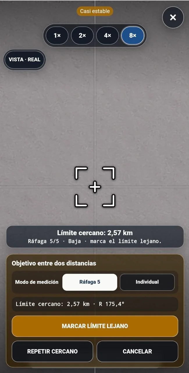 Acotar distancia tras completar el límite cercano con Ráfaga 5